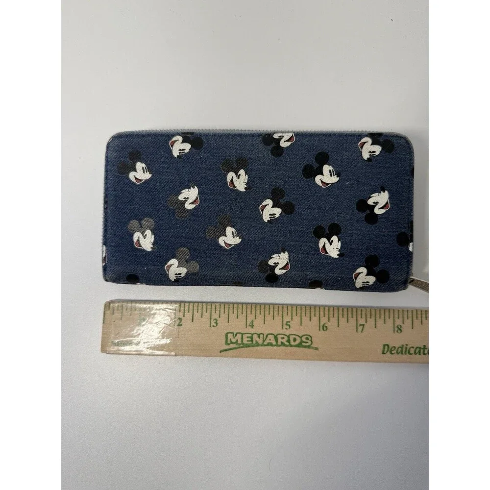 Disney Parks Mickey Mouse Denim AOP Loungefly Purse Wallet